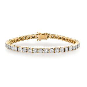 Prong Set Round 14K (or 18k upon request) Yellow Gold Diamond Tennis Bracelet